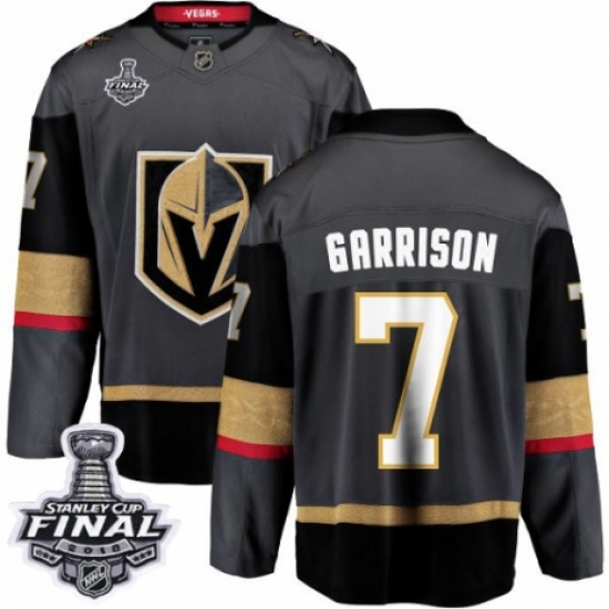 Men's Vegas Golden Knights #7 Jason Garrison Authentic Black Home Fanatics Branded Breakaway 2018 Stanley Cup Final NHL Jersey - Ujersey
