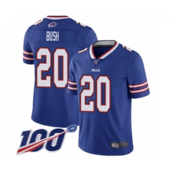 Men's Buffalo Bills #20 Rafael Bush Royal Blue Team Color Vapor Untouchable Limited Player 100th Season Football Jersey - Ujersey