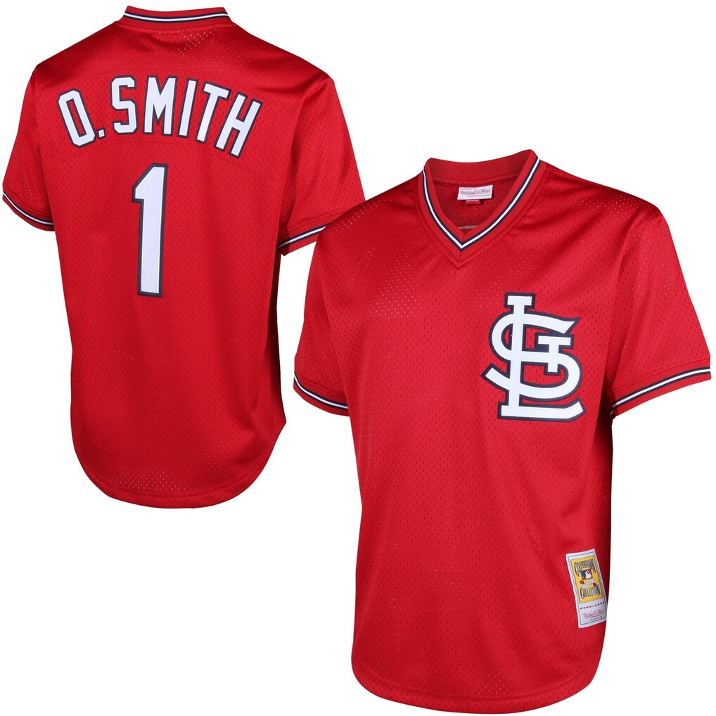 Men's St. Louis Cardinals Ozzie Smith Mitchell & Ness Scarlet Authentic Batting Practice Jersey - ujerseystore