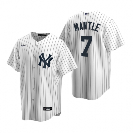 Men's Nike New York Yankees #7 Mickey Mantle White Home Stitched Baseball Jersey - Ujersey