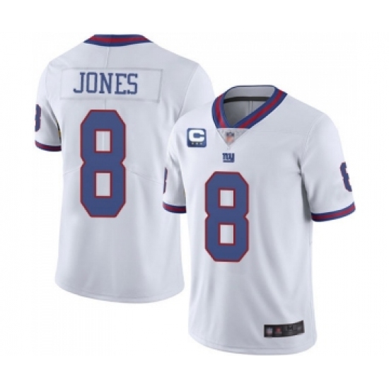 Men's New York Giants 2022 #8 Daniel Jones White With 3-star C Patch Stitched NFL Jersey - Ujersey