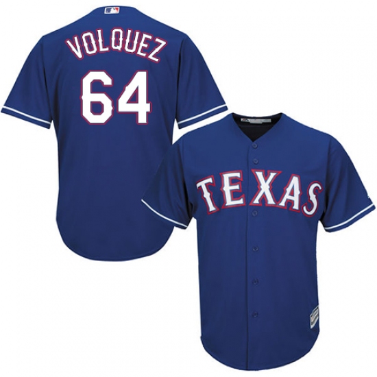 Youth Majestic Texas Rangers #64 Edinson Volquez Replica Royal Blue Alternate 2 Cool Base MLB Jersey - Ujersey
