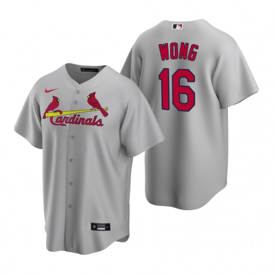 Men's Nike St. Louis Cardinals #16 Kolten Wong Gray Road Stitched Baseball Jersey - Ujersey