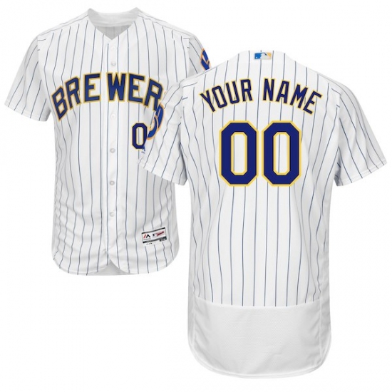 Men's Milwaukee Brewers Majestic Alternate White/Royal Flex Base Authentic Collection Custom Jersey - Ujersey