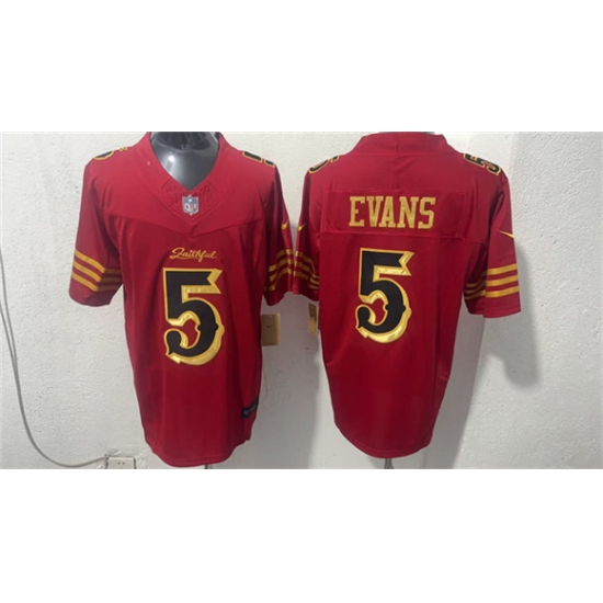 Men's San Francisco 49ers #5 Mike Evans Red Gold 2026 F.U.S.E. “Rivalries” Vapor Limited Football Stitched Jersey - Ujersey