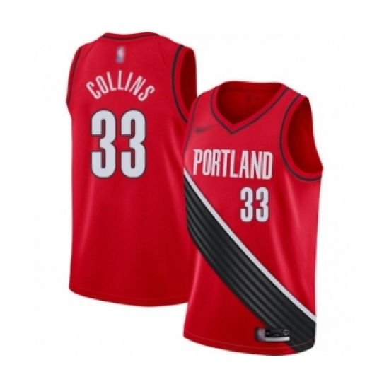 Men's Portland Trail Blazers #33 Zach Collins Authentic Red Finished Basketball Jersey - Statement Edition - Ujersey