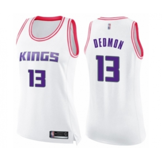 Women's Sacramento Kings #13 Dewayne Dedmon Swingman White Pink Fashion Basketball Jersey - Ujersey