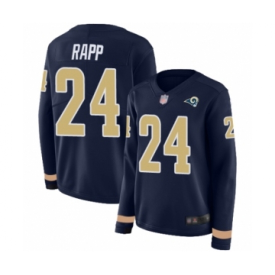 Women's Los Angeles Rams #24 Taylor Rapp Limited Navy Blue Therma Long Sleeve Football Jersey - Ujersey