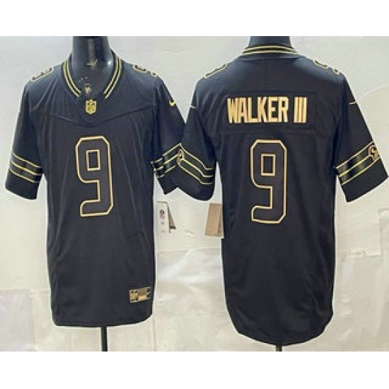Men's Seattle Seahawks #9 Kenneth Walker III Black Gold FUSE Vapor Limited Stitched Jersey - Ujersey