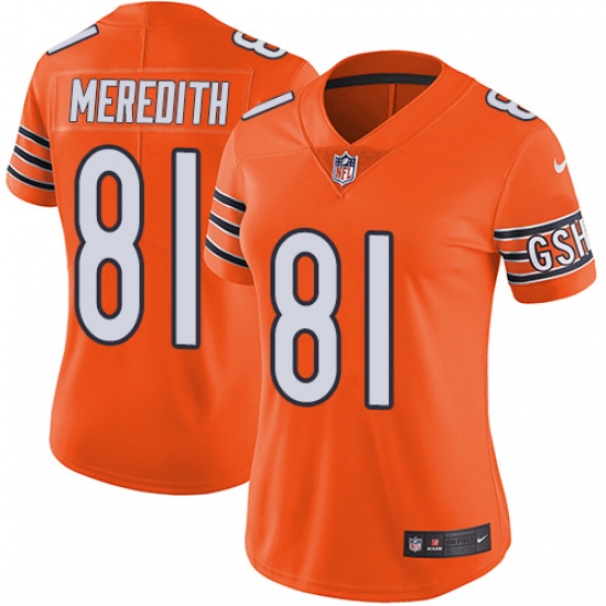 Women's Nike Chicago Bears #81 Cameron Meredith Limited Orange Rush Vapor Untouchable NFL Jersey - Ujersey