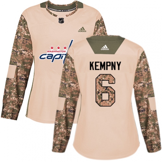 Women's Adidas Washington Capitals #6 Michal Kempny Authentic Camo Veterans Day Practice NHL Jersey - Ujersey