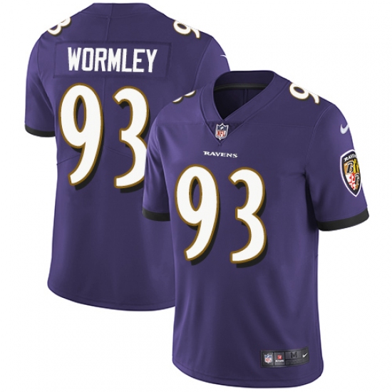 Men's Nike Baltimore Ravens #93 Chris Wormley Purple Team Color Vapor Untouchable Limited Player NFL Jersey - Ujersey