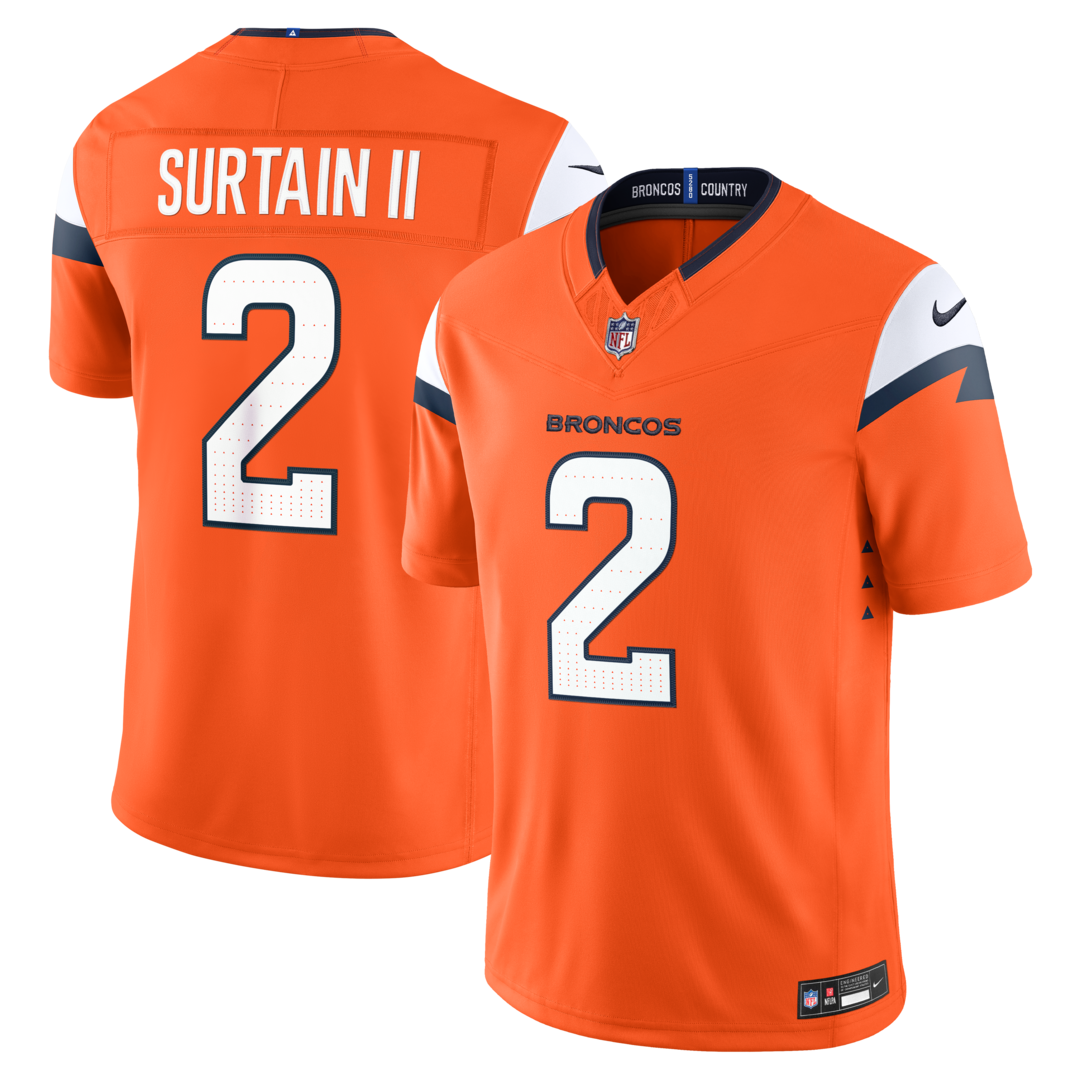 Men's Denver Broncos Patrick Surtain II Nike Orange Team Vapor F.U.S.E. Stitched Limited Jersey - Ujersey