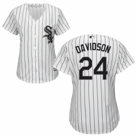 Women's Majestic Chicago White Sox #24 Matt Davidson Replica White Home Cool Base MLB Jersey - Ujersey