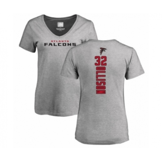 Football Women's Atlanta Falcons #32 Qadree Ollison Ash Backer T-Shirt - Ujersey