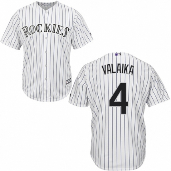 Men's Majestic Colorado Rockies #4 Pat Valaika Replica White Home Cool Base MLB Jersey - Ujersey