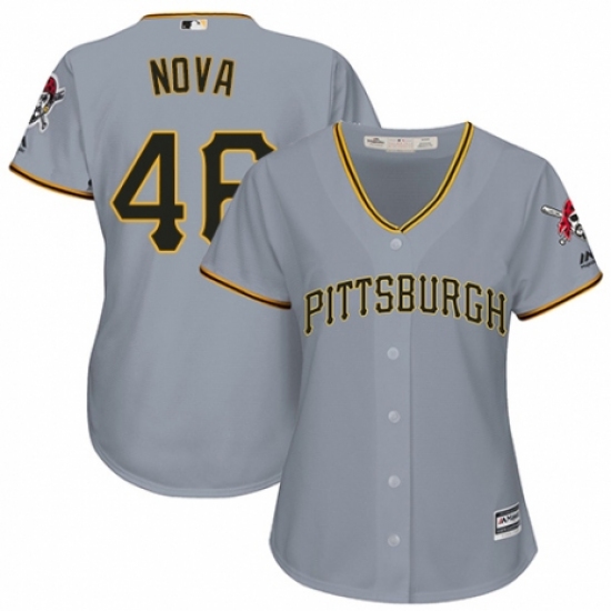 Women's Majestic Pittsburgh Pirates #46 Ivan Nova Replica Grey Road Cool Base MLB Jersey - Ujersey