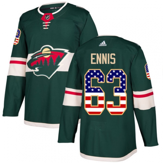 Youth Adidas Minnesota Wild #63 Tyler Ennis Authentic Green USA Flag Fashion NHL Jersey - Ujersey