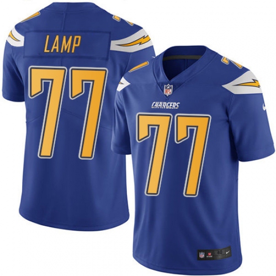 Men's Nike Los Angeles Chargers #77 Forrest Lamp Elite Electric Blue Rush Vapor Untouchable NFL Jersey - Ujersey