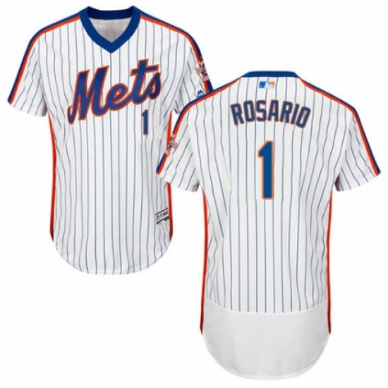 Men's Majestic New York Mets #1 Amed Rosario White Alternate Flex Base Authentic Collection MLB Jersey - Ujersey