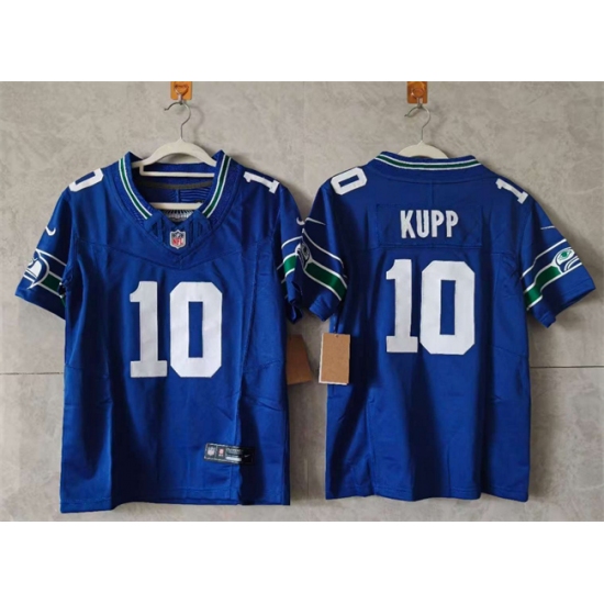 Women's Seattle Seahawks #10 Cooper Kupp Royal 2024 F.U.S.E Throwback Vapor Limited Stitched Football Jersey(Run Small) - Ujersey