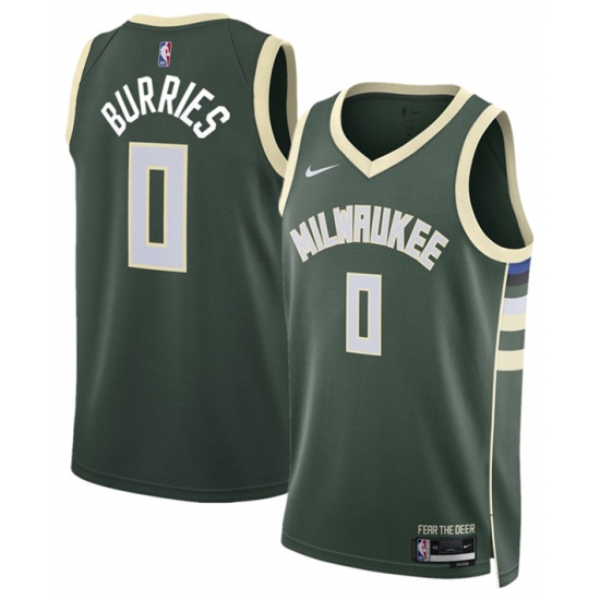 Men's Milwaukee Bucks #0 Brayden Burries Green 2026 Draft Icon Edition Stitched Basketball Jersey - Ujersey