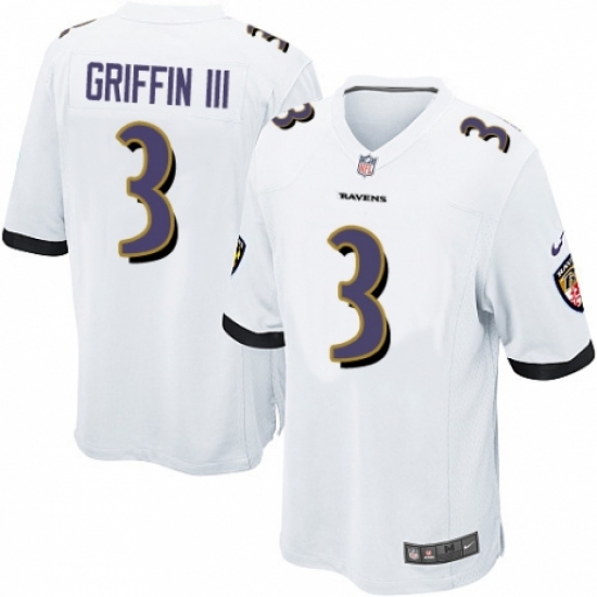 Men's Nike Baltimore Ravens #3 Robert Griffin III Game White NFL Jersey - Ujersey