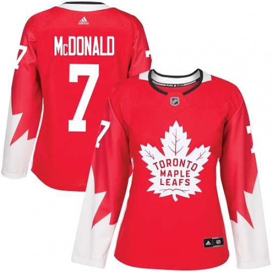 Women's Adidas Toronto Maple Leafs #7 Lanny McDonald Authentic Red Alternate NHL Jersey - Ujersey