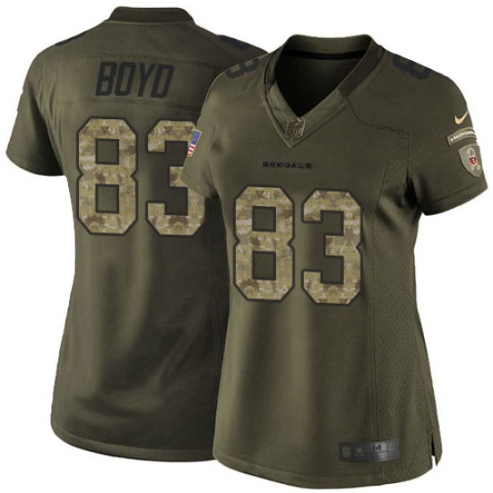 Women's Nike Cincinnati Bengals #83 Tyler Boyd Elite Green Salute to Service NFL Jersey - Ujersey