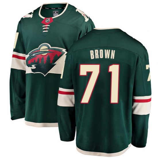 Men's Minnesota Wild #71 J T  Brown Authentic Green Home Fanatics Branded Breakaway NHL Jersey - Ujersey