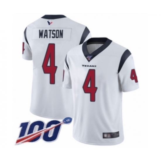 Men's Nike Houston Texans #4 Deshaun Watson White Vapor Untouchable Limited Player 100th Season NFL Jersey - Ujersey