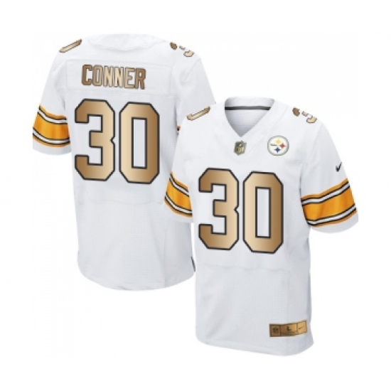 Men's Pittsburgh Steelers #30 James Conner Elite White Gold Football Jersey - Ujersey
