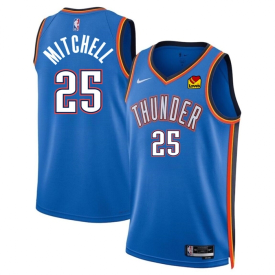Men's Oklahoma City Thunder #25 Ajay Mitchell Blue 2024 Draft Icon Edition Stitched Basketball Jersey - Ujersey