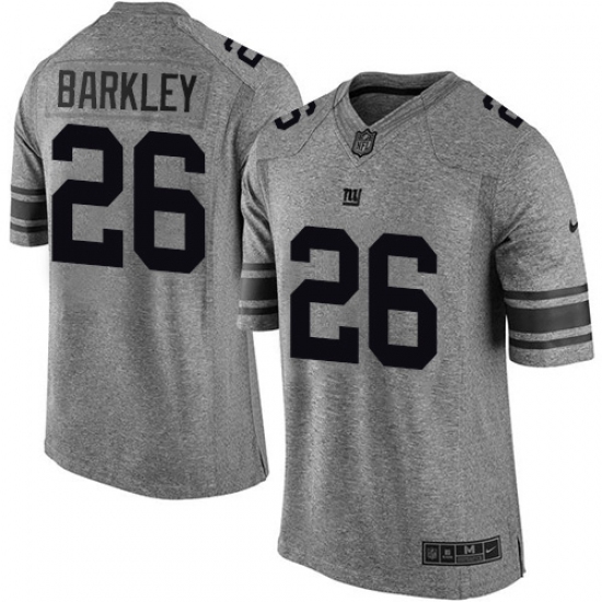 Men's Nike New York Giants #26 Saquon Barkley Limited Gray Gridiron NFL Jersey - Ujersey