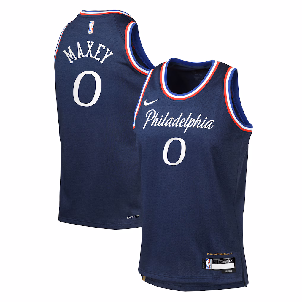 Youth Philadelphia 76ers Tyrese Maxey Nike Navy 2025/26 City Edition Swingman Jersey - ujerseystore