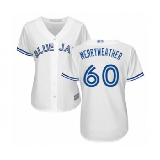 Women's Toronto Blue Jays #60 Julian Merryweather Authentic White Home Baseball Player Jersey - Ujersey