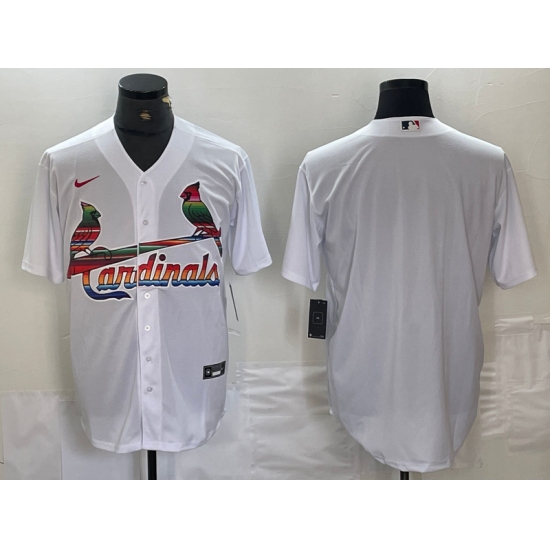 Men's St Louis Cardinals Blank White Rainbow Stitched MLB Cool Base Nike Jersey