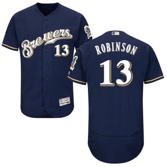 Men's Majestic Milwaukee Brewers #13 Glenn Robinson Navy Blue Flexbase Authentic Collection MLB Jersey - Ujersey