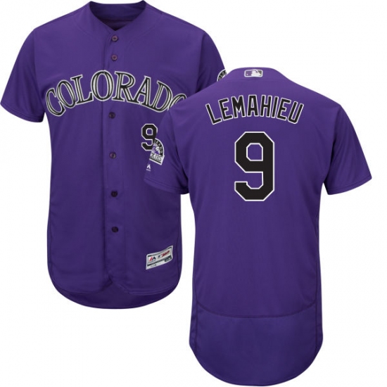 Men's Majestic Colorado Rockies #9 DJ LeMahieu Purple Alternate Flex Base Authentic Collection MLB Jersey - Ujersey