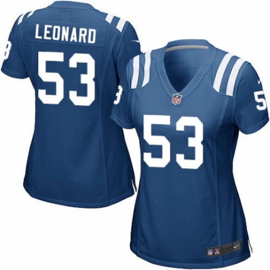 Women's Nike Indianapolis Colts #53 Darius Leonard Game Royal Blue Team Color NFL Jersey - Ujersey