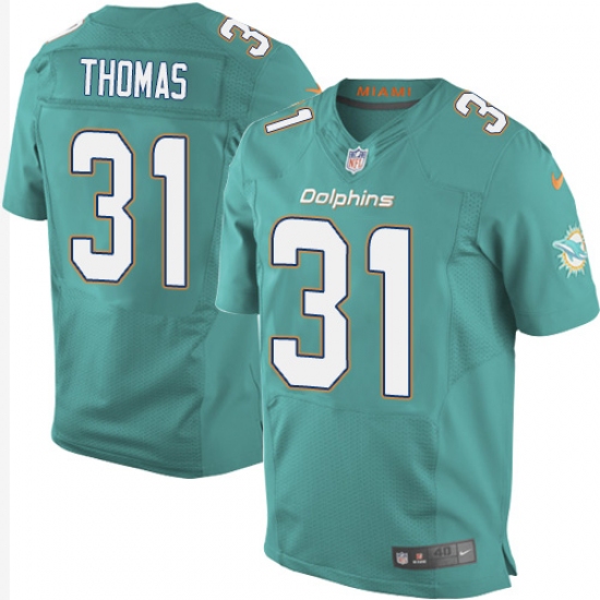 Men's Nike Miami Dolphins #31 Michael Thomas Elite Aqua Green Team Color NFL Jersey - Ujersey