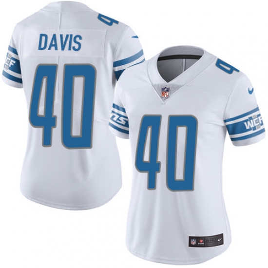 Women's Nike Detroit Lions #40 Jarrad Davis Limited White Vapor Untouchable NFL Jersey - Ujersey