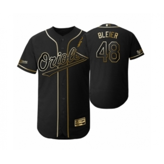 Men's 2019 Golden Edition Baltimore Orioles Black #48 Richard Bleier Flex Base Jersey - Ujersey