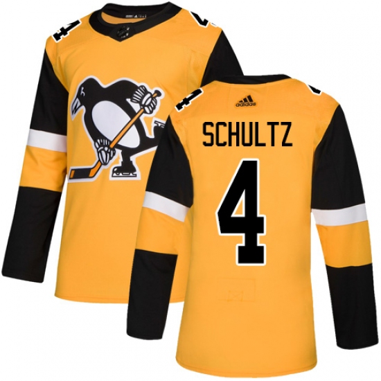 Men's Adidas Pittsburgh Penguins #4 Justin Schultz Premier Gold Alternate NHL Jersey