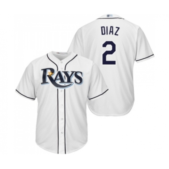 Youth Tampa Bay Rays #2 Yandy Diaz Replica White Home Cool Base Baseball Jersey - Ujersey