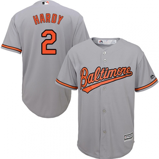 Men's Majestic Baltimore Orioles #2 J.J. Hardy Replica Grey Road Cool Base MLB Jersey - Ujersey