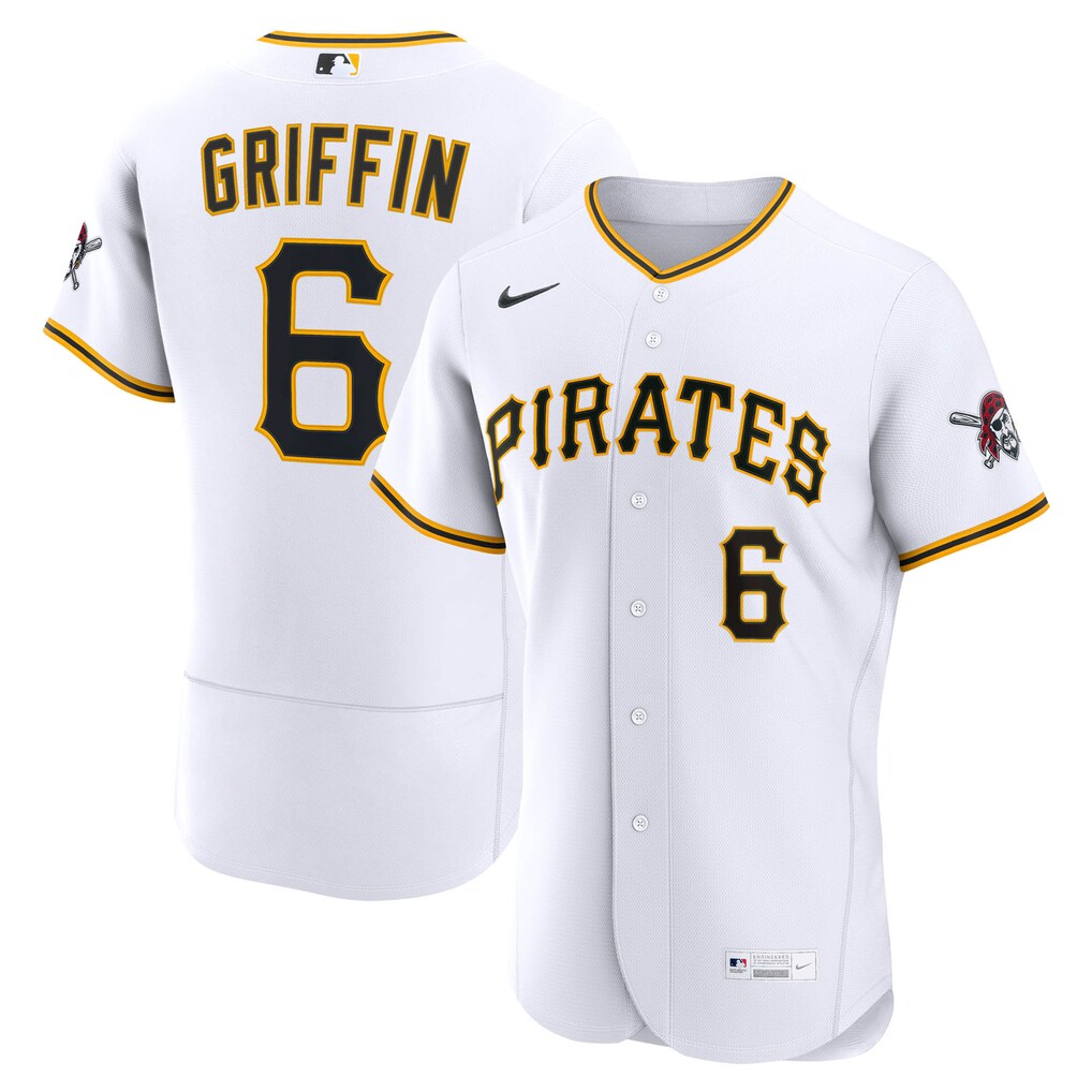Men's Pittsburgh Pirates Konnor Griffin Nike White Home Authentic Jersey