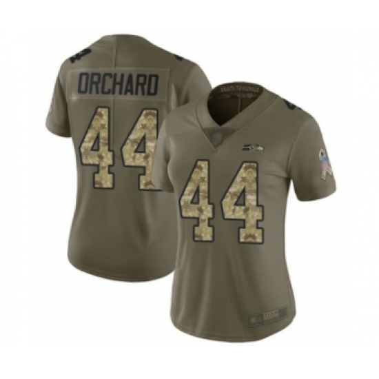 Women's Seattle Seahawks #44 Nate Orchard Limited Olive Camo 2017 Salute to Service Football Jersey - Ujersey