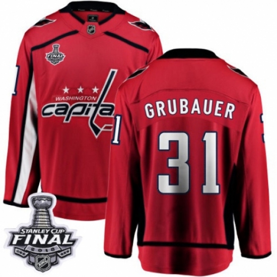 Youth Washington Capitals #31 Philipp Grubauer Fanatics Branded Red Home Breakaway 2018 Stanley Cup Final NHL Jersey - Ujersey