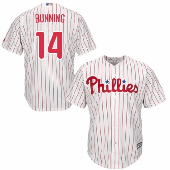 Youth Majestic Philadelphia Phillies #14 Jim Bunning Authentic White/Red Strip Home Cool Base MLB Jersey - Ujersey